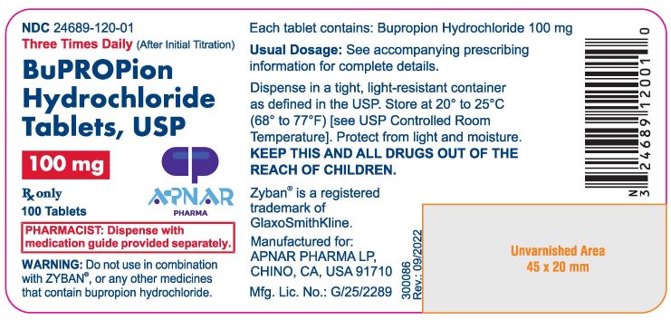 NDC 24689-0120-01 Bupropion Hydrochloride 100 mg/1 Details